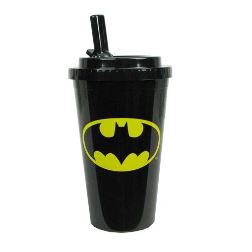 Batman Logo Plastic 16 oz. Flip-Straw Travel Cup